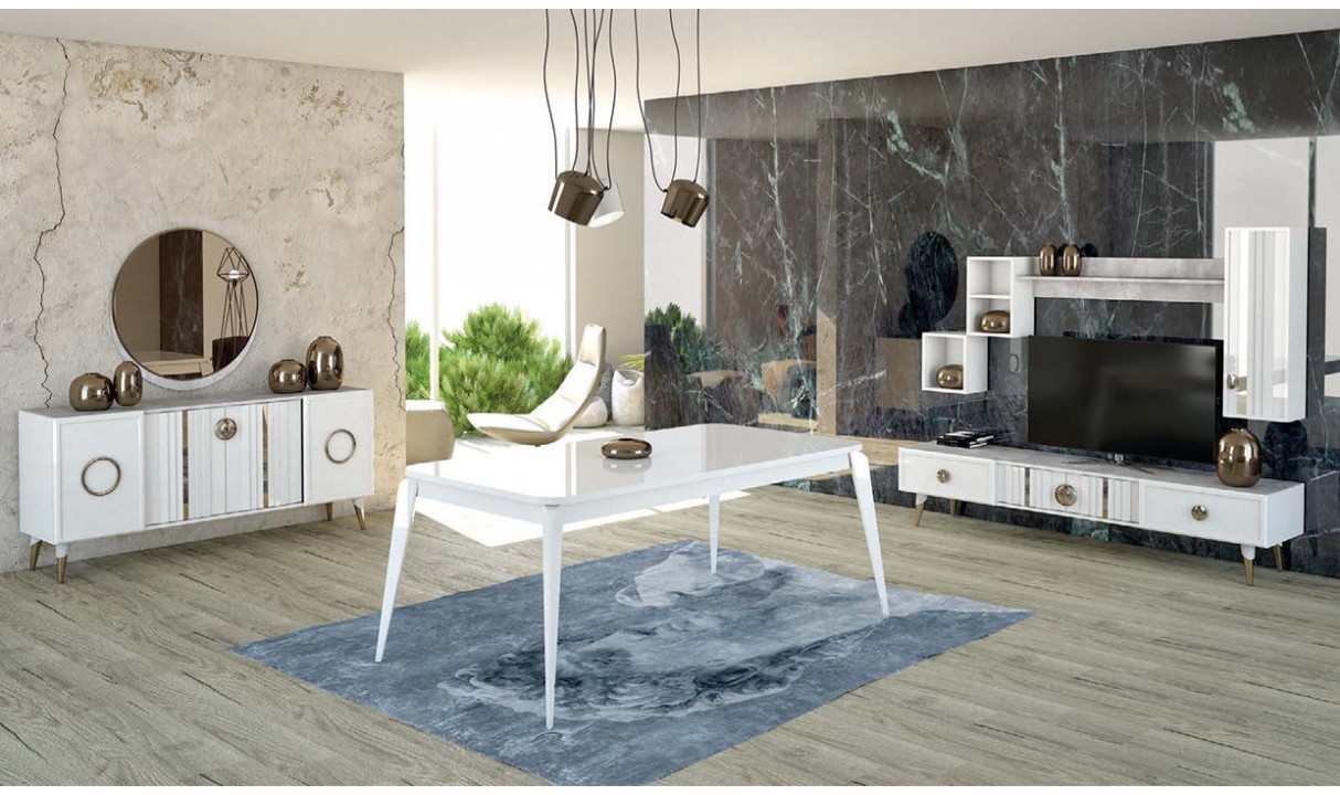 Rüya Beyaz Yemek Odası Takımı